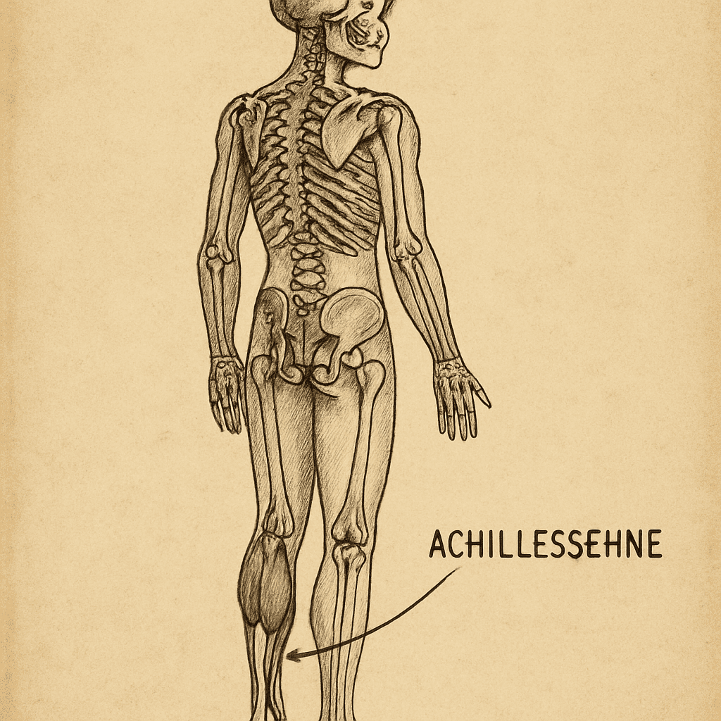 Diagramm der menschlichen Anatomie, das die Lage der Achillessehne zeigt