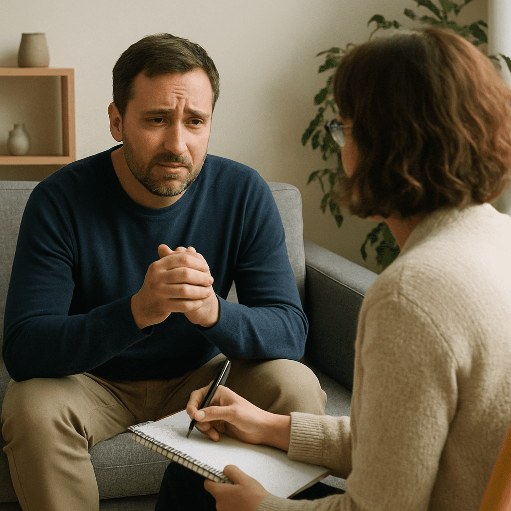 Person in therapy session