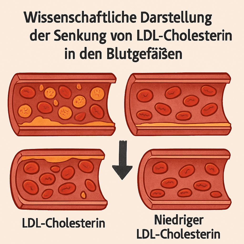 Wissenschaftliche Darstellung der Senkung von LDL-Cholesterin in den Blutgefäßen