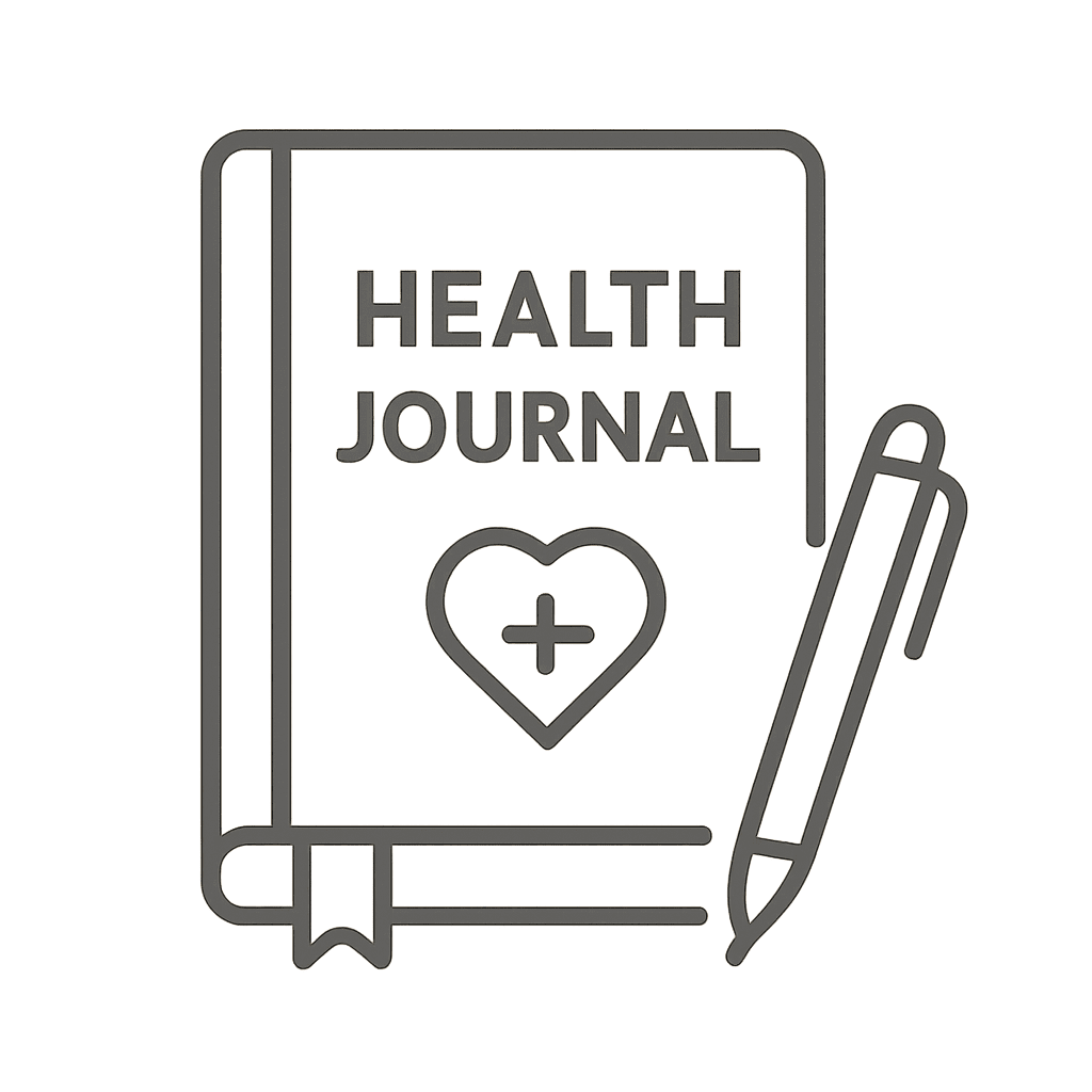 Ein sauberes, minimalistisches 'Gesundheitstagebuch'-Symbol, das den Beginn eines proaktiven Managements darstellt.